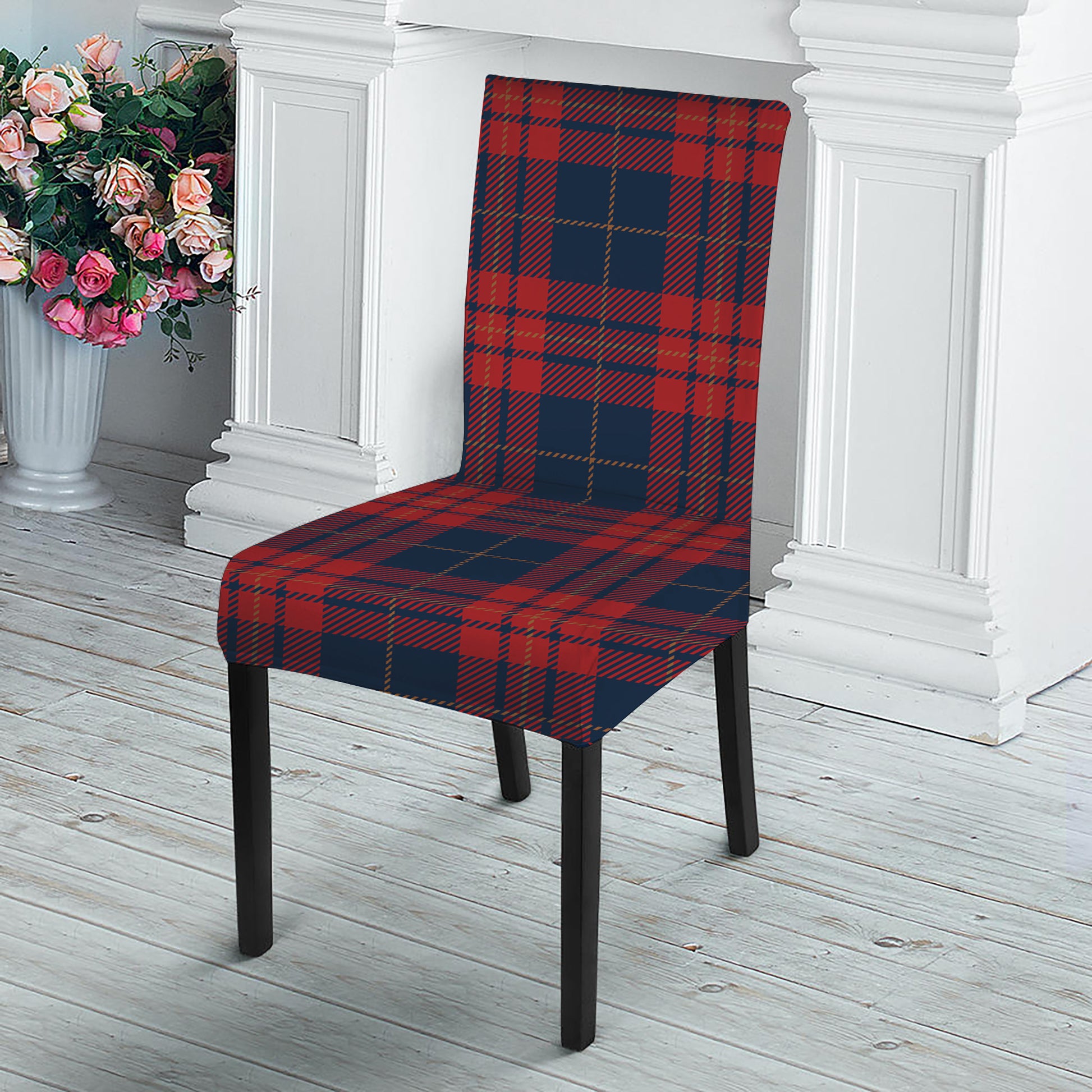 Blue And Red Tartan Pattern Print Dining Chair Slipcover