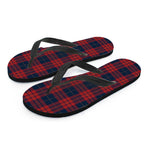 Blue And Red Tartan Pattern Print Flip Flops