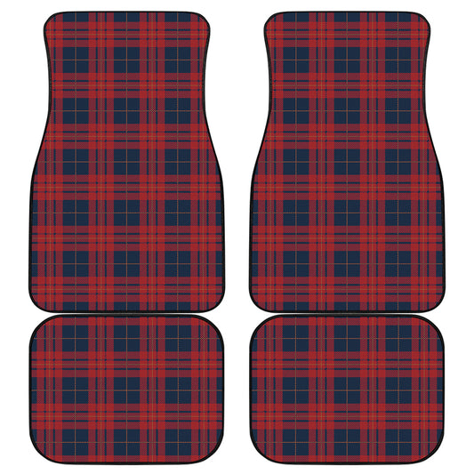 Blue And Red Tartan Pattern Print Front and Back Car Floor Mats