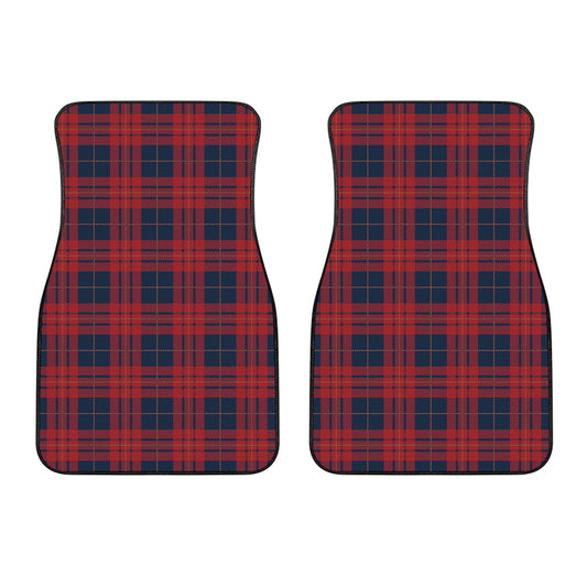Blue And Red Tartan Pattern Print Front Car Floor Mats