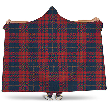 Blue And Red Tartan Pattern Print Hooded Blanket