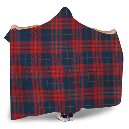 Blue And Red Tartan Pattern Print Hooded Blanket