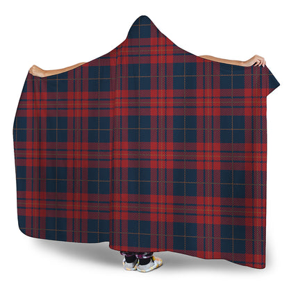 Blue And Red Tartan Pattern Print Hooded Blanket
