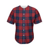 Blue And Red Tartan Pattern Print Men's Baseball Jersey