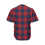 Blue And Red Tartan Pattern Print Men's Baseball Jersey