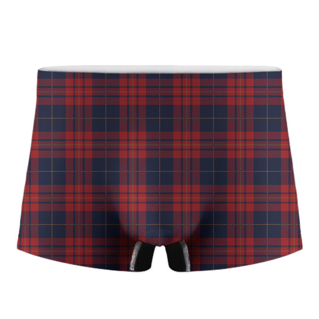 Blue And Red Tartan Pattern Print Men's Boxer Briefs