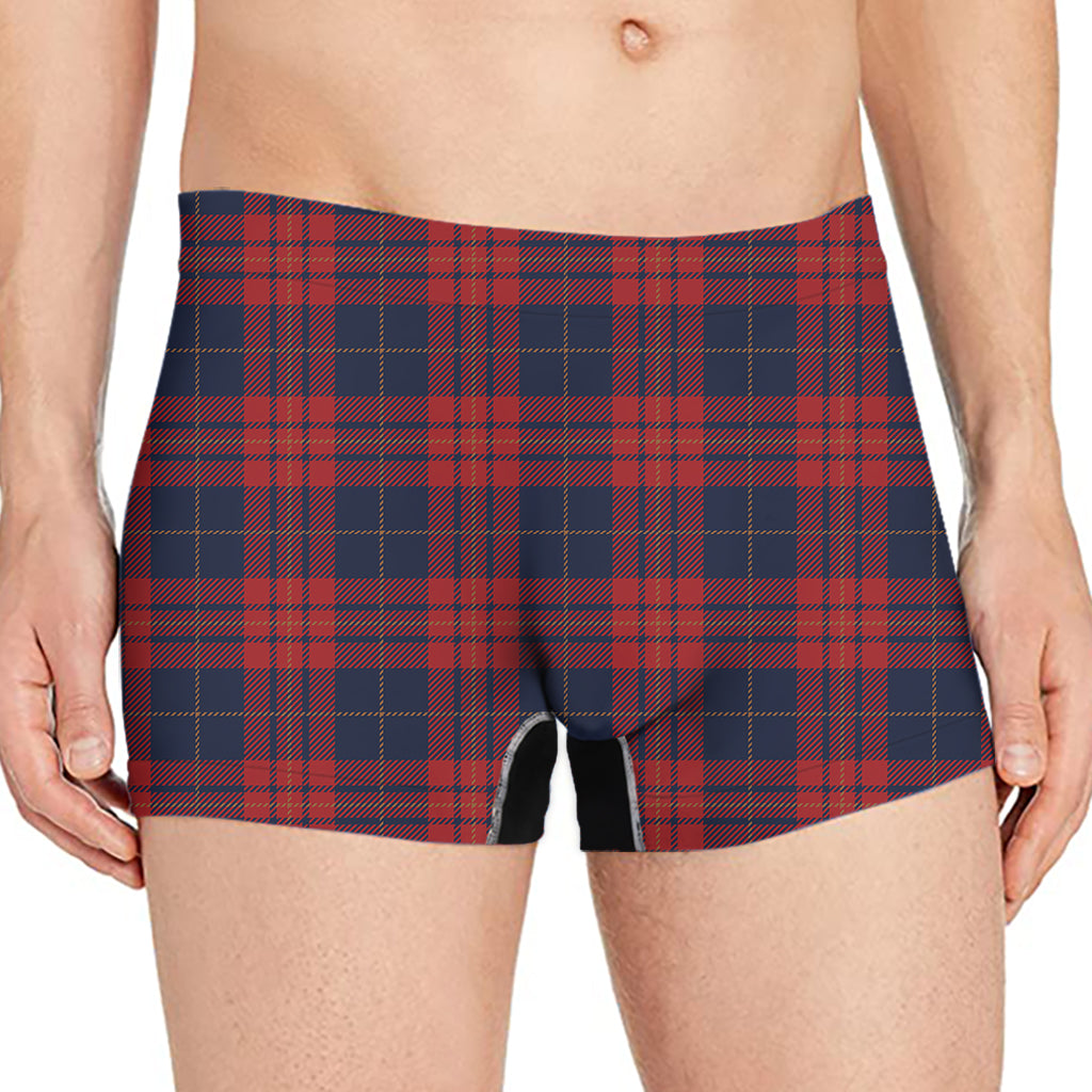 Blue And Red Tartan Pattern Print Men's Boxer Briefs
