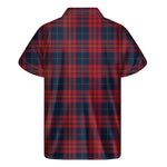 Blue And Red Tartan Pattern Print Men's Short Sleeve Shirt