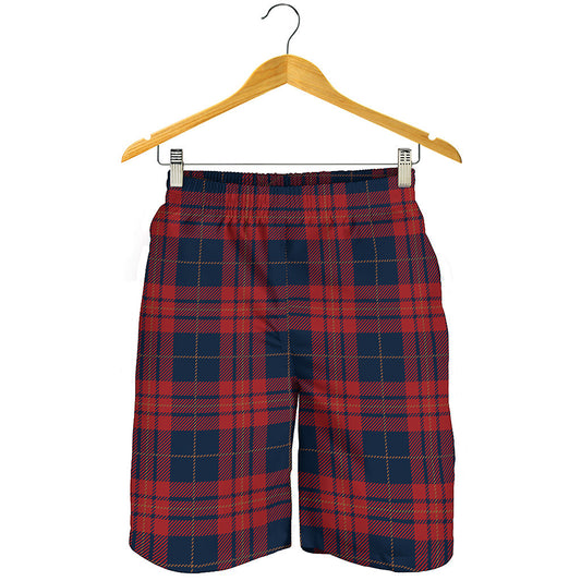 Blue And Red Tartan Pattern Print Men's Shorts