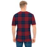 Blue And Red Tartan Pattern Print Men's T-Shirt
