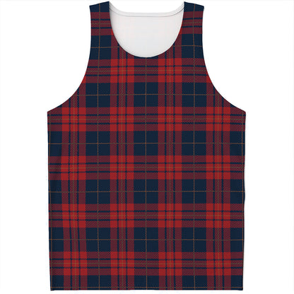 Blue And Red Tartan Pattern Print Men's Tank Top