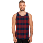 Blue And Red Tartan Pattern Print Men's Tank Top