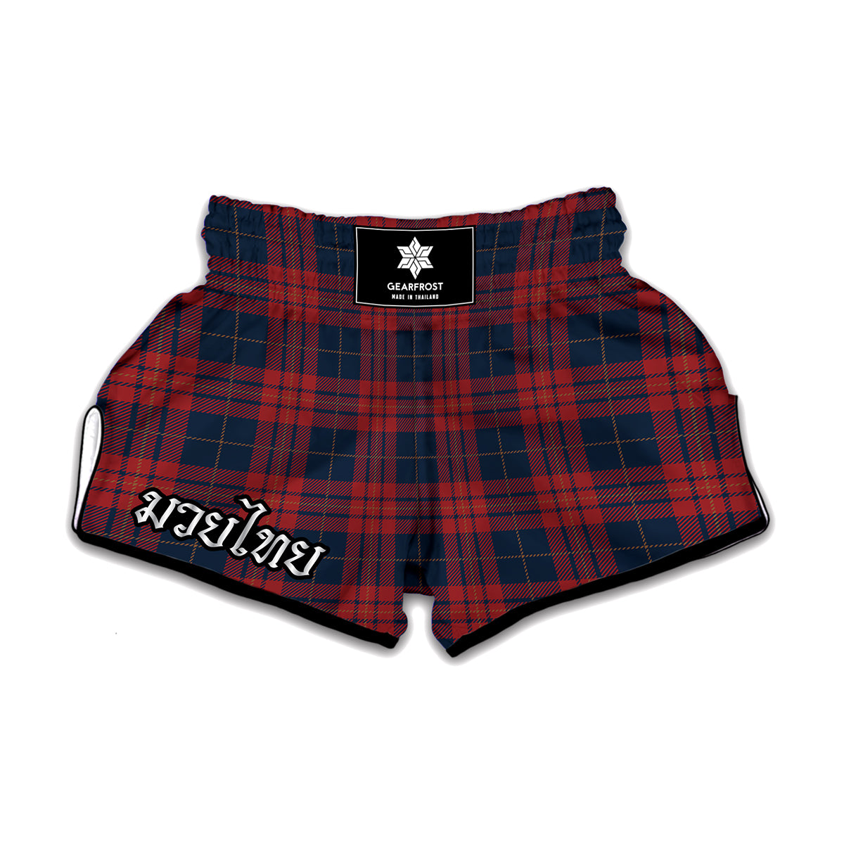 Blue And Red Tartan Pattern Print Muay Thai Boxing Shorts