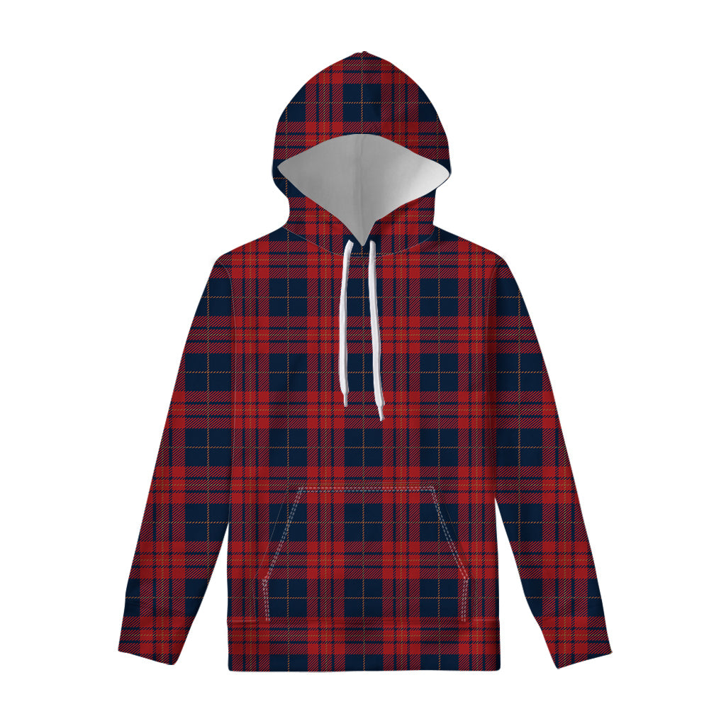 Blue And Red Tartan Pattern Print Pullover Hoodie