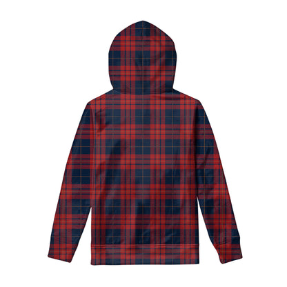 Blue And Red Tartan Pattern Print Pullover Hoodie