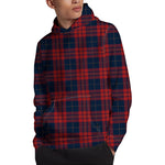 Blue And Red Tartan Pattern Print Pullover Hoodie