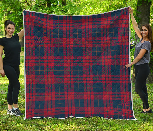Blue And Red Tartan Pattern Print Quilt