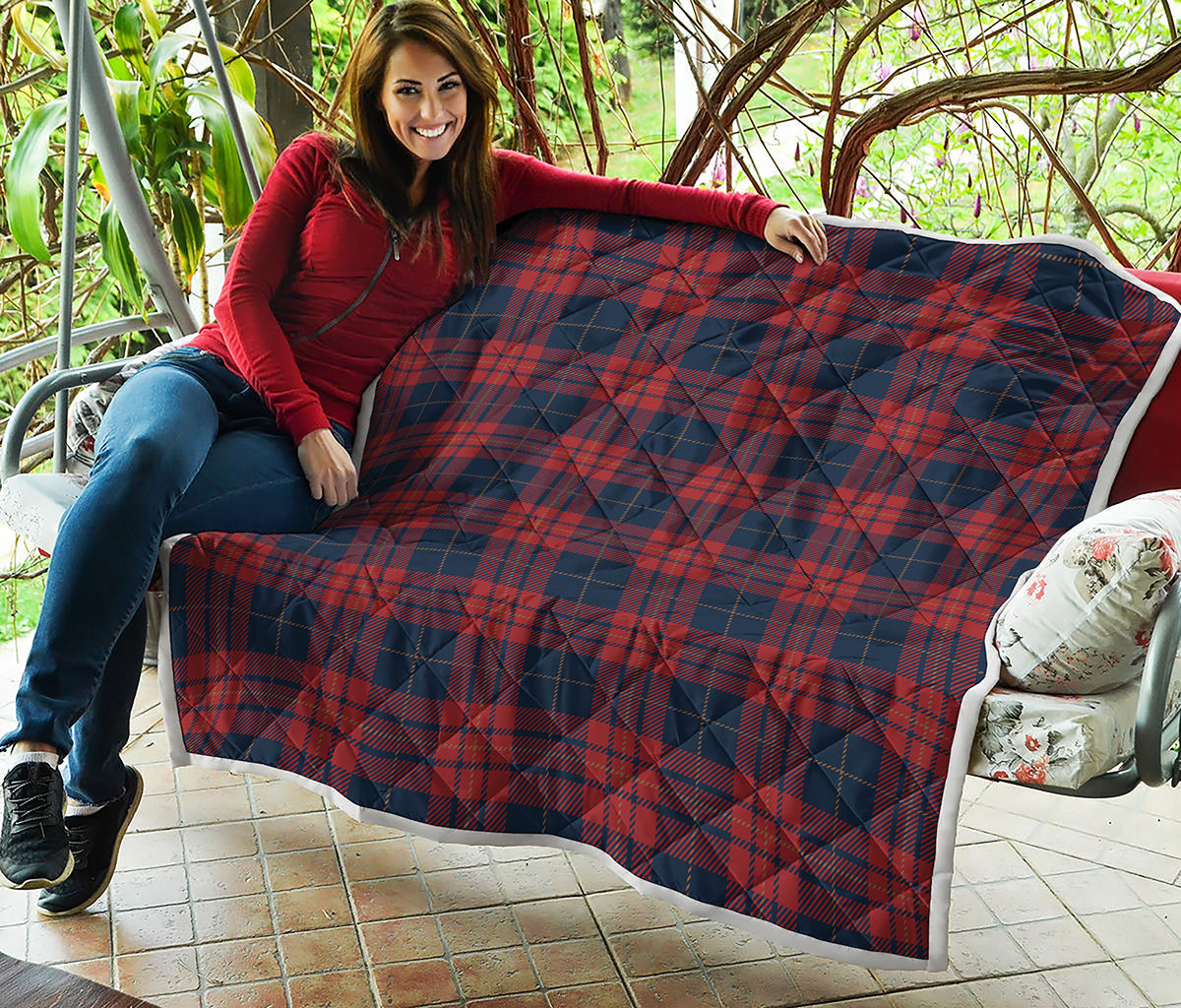 Blue And Red Tartan Pattern Print Quilt