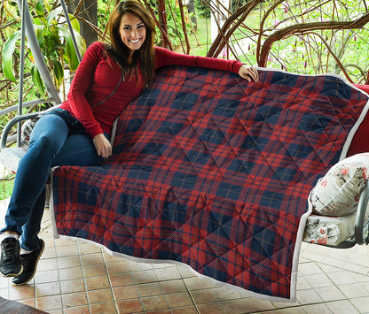 Blue And Red Tartan Pattern Print Quilt