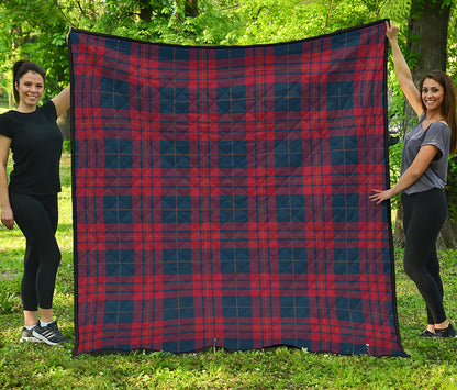 Blue And Red Tartan Pattern Print Quilt