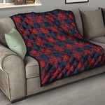Blue And Red Tartan Pattern Print Quilt