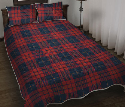 Blue And Red Tartan Pattern Print Quilt Bed Set