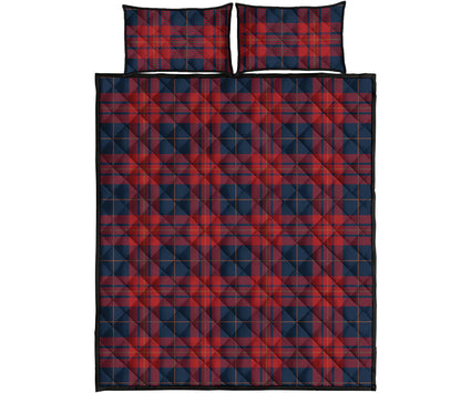 Blue And Red Tartan Pattern Print Quilt Bed Set