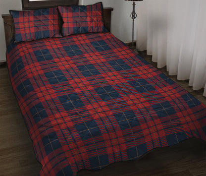 Blue And Red Tartan Pattern Print Quilt Bed Set