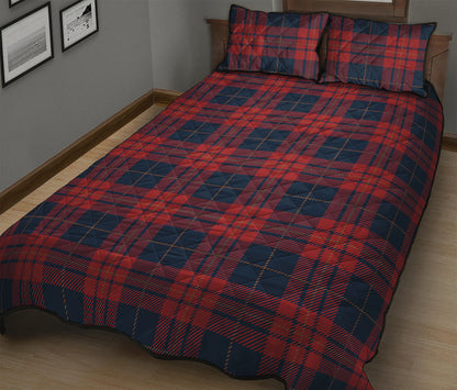 Blue And Red Tartan Pattern Print Quilt Bed Set