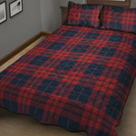 Blue And Red Tartan Pattern Print Quilt Bed Set