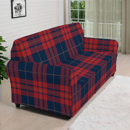 Blue And Red Tartan Pattern Print Sofa Cover