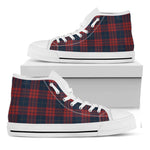 Blue And Red Tartan Pattern Print White High Top Shoes