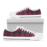 Blue And Red Tartan Pattern Print White Low Top Shoes