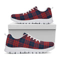 Blue And Red Tartan Pattern Print White Running Shoes