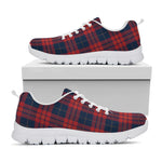 Blue And Red Tartan Pattern Print White Sneakers