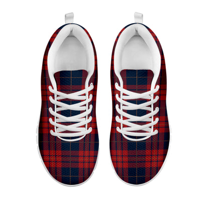 Blue And Red Tartan Pattern Print White Sneakers