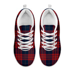 Blue And Red Tartan Pattern Print White Sneakers
