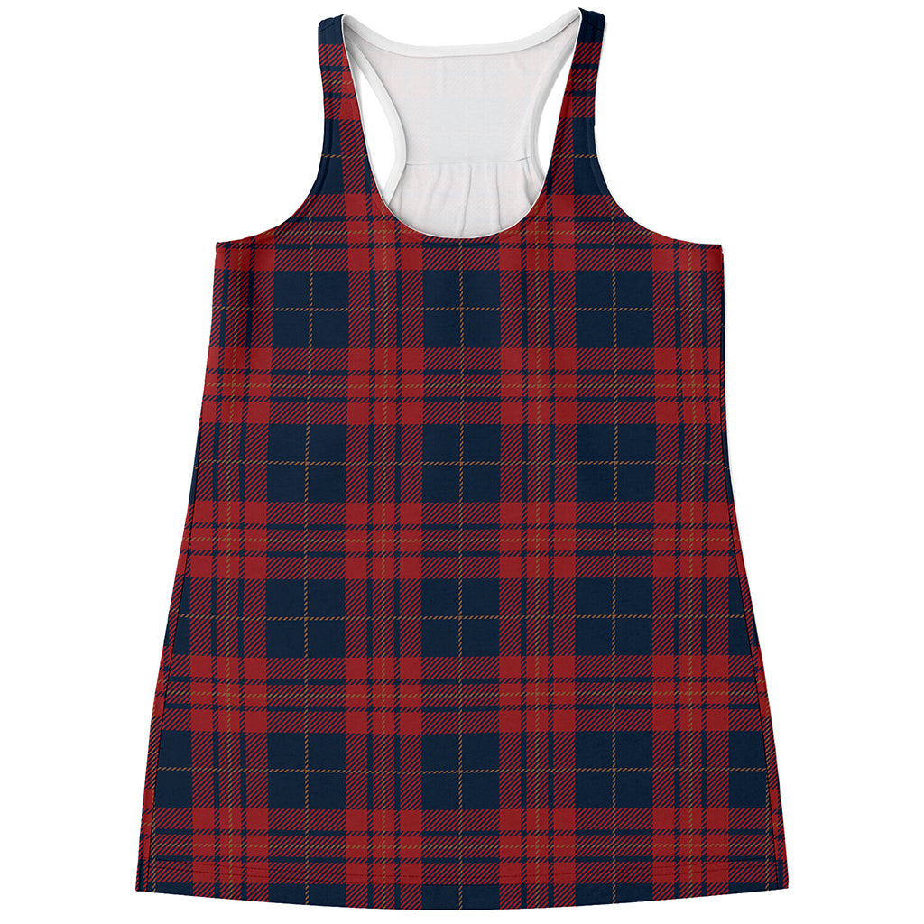 Blue And Red Tartan Pattern Print Women's Racerback Tank Top
