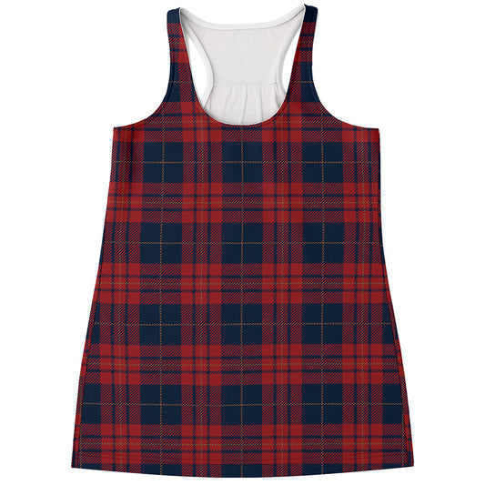 Blue And Red Tartan Pattern Print Women's Racerback Tank Top
