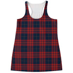 Blue And Red Tartan Pattern Print Women's Racerback Tank Top