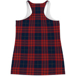 Blue And Red Tartan Pattern Print Women's Racerback Tank Top