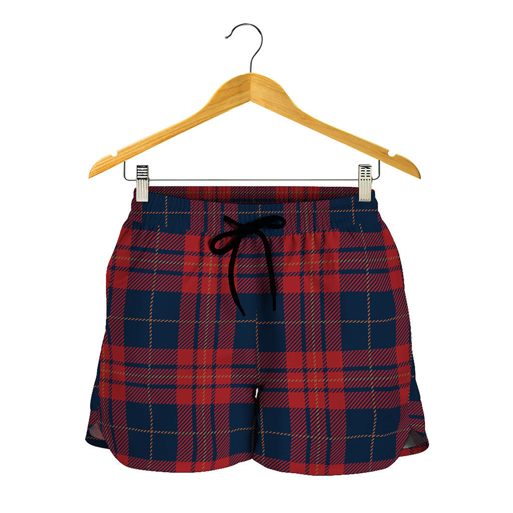 Blue And Red Tartan Pattern Print Women's Shorts