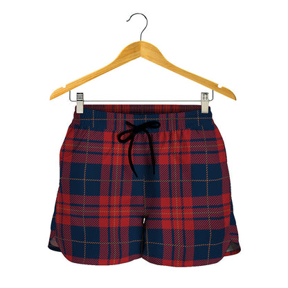 Blue And Red Tartan Pattern Print Women's Shorts