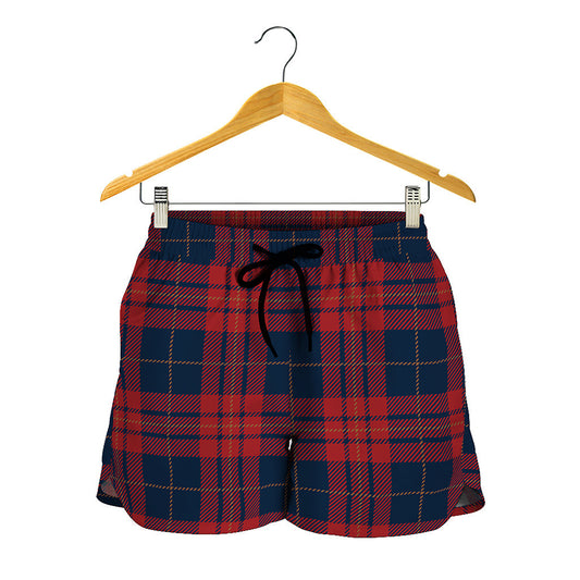 Blue And Red Tartan Pattern Print Women's Shorts
