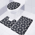 Blue And Silver Snowflake Pattern Print 3 Piece Bath Mat Set