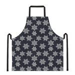 Blue And Silver Snowflake Pattern Print Apron