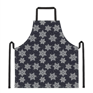 Blue And Silver Snowflake Pattern Print Apron