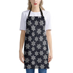 Blue And Silver Snowflake Pattern Print Apron