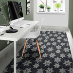 Blue And Silver Snowflake Pattern Print Area Rug
