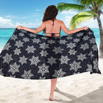 Blue And Silver Snowflake Pattern Print Beach Sarong Wrap